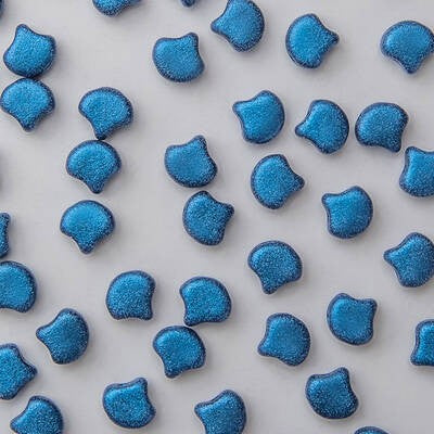 Ginkgo Bead 7.5 x 7.5 mm Blue Metallic Suede x 10 g