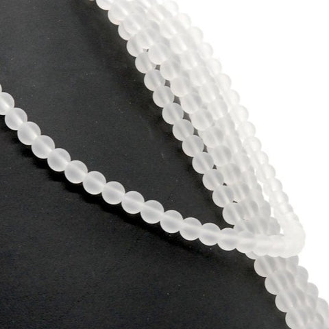 Perles en Cristal de Roche Mat Rondes 6 mm x 15