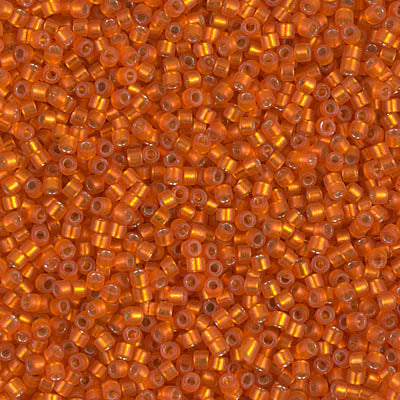 Miyuki Delica 11/0 DB-0682 Dyed Semi-Frosted Silverlined Dark Orange x 8 g