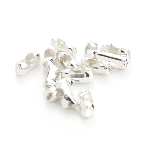 Embouts de Fermeture Pour Cha&icirc;nes &agrave; Billes 3.2 mm Argent&eacute; x 10