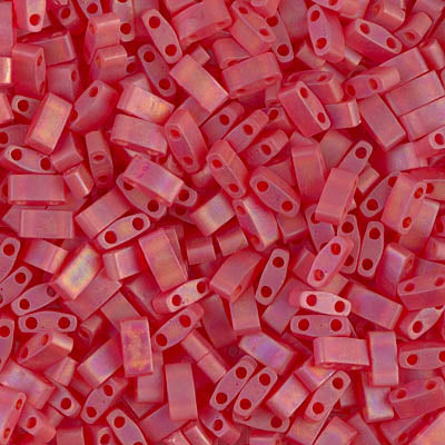 Half Tila Beads HTL-0140FR Mat Transparent Red Orange AB x 10 g