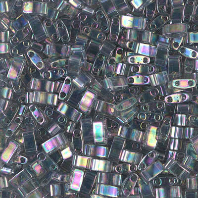 Half Tila Beads HTL-2440D Dark Transparent Gray Rainbow Luster x 10 g