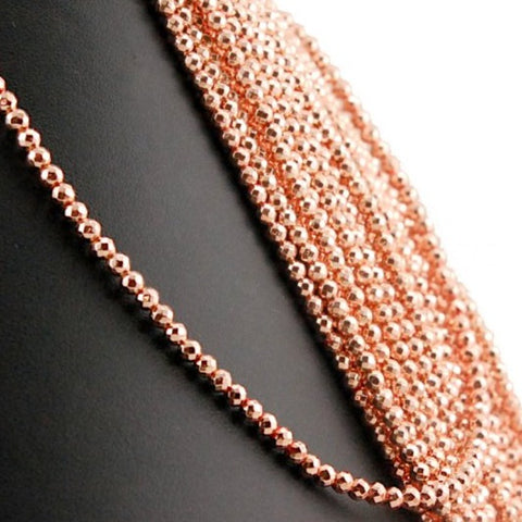 Perles en H&eacute;matite Facett&eacute;es 3 mm Or Rose x 25