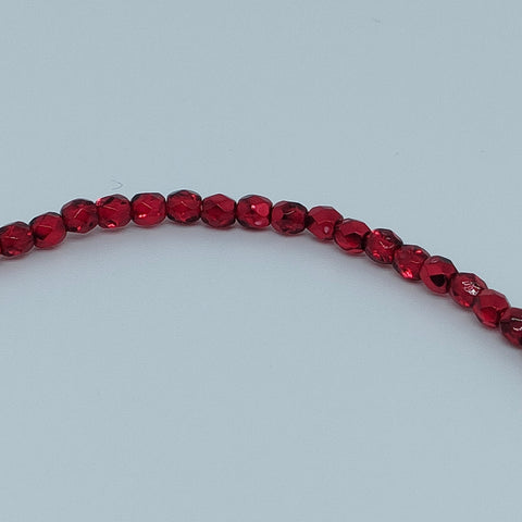 Fire Polished 3 mm - Crystal Pomegranate Metallic Ice x 50