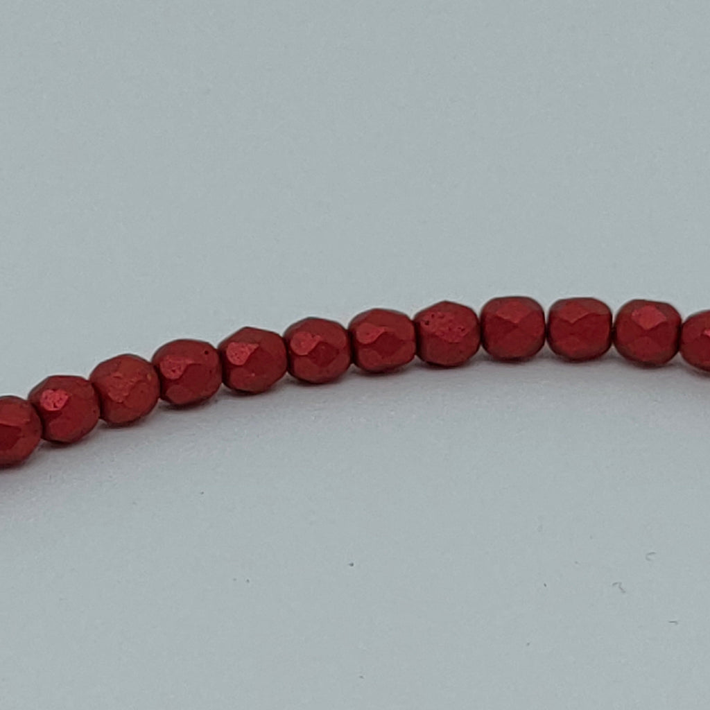 Fire Polished 4 mm - Lava Red x 50