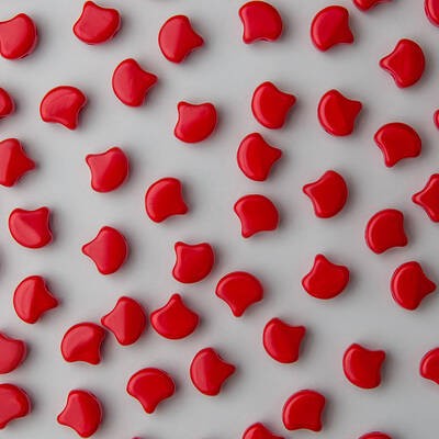 Ginkgo Bead 7.5 x 7.5 mm Opaque Red x 10 g