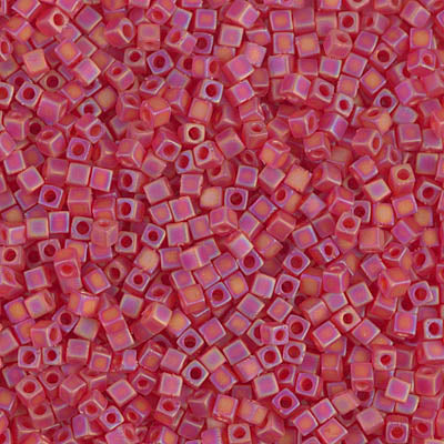 Square Beads 1.8 mm SB-0140FR Mat Transparent Red Orange AB x 10 g