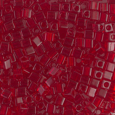 Square Beads 1.8 mm SB-0141 Transparent Ruby x 10 g