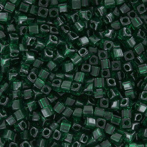 Square Beads 1.8 mm SB-0156 Transparent Dark Emerald x 10 g
