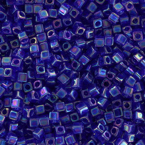 Square Beads 1.8 mm SB-0177 Transparent Cobalt AB x 10 g