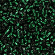 Square Beads 1.8 mm SB-0027 Silverlined Dark Emerald x 10 g