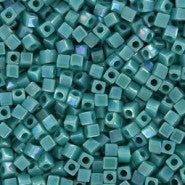 Square Beads 1.8 mm SB-0481 Opaque Turquoise Green AB x 10 g