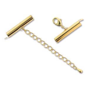 Embout pour tissage de perles 25 mm avec fermoir et cha&icirc;nette d'extension Dor&eacute; x 1