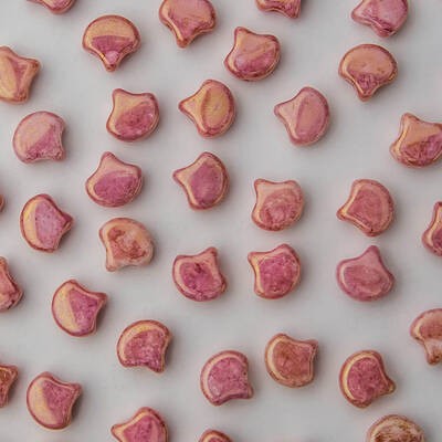 Ginkgo Bead 7.5 x 7.5 mm Topaz Pink Luster x 10 g