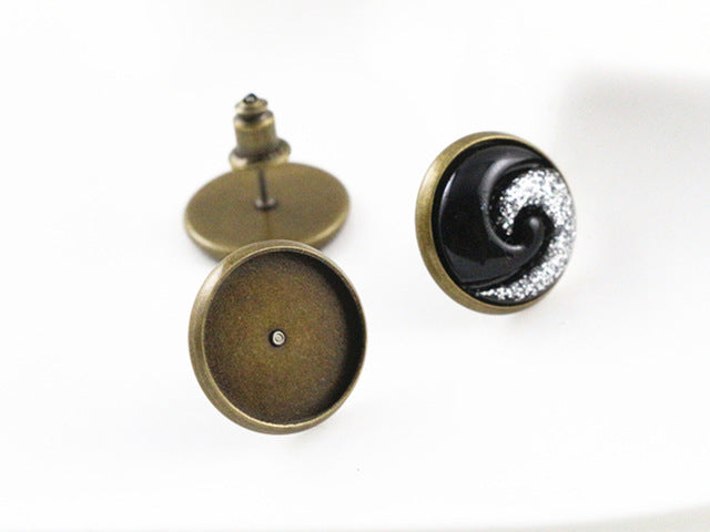Clous d'Oreilles pour Cabochon 12 mm Bronze x 10