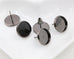 Clous d'Oreilles pour Cabochon 12 mm Noir M&eacute;tallis&eacute; x 10